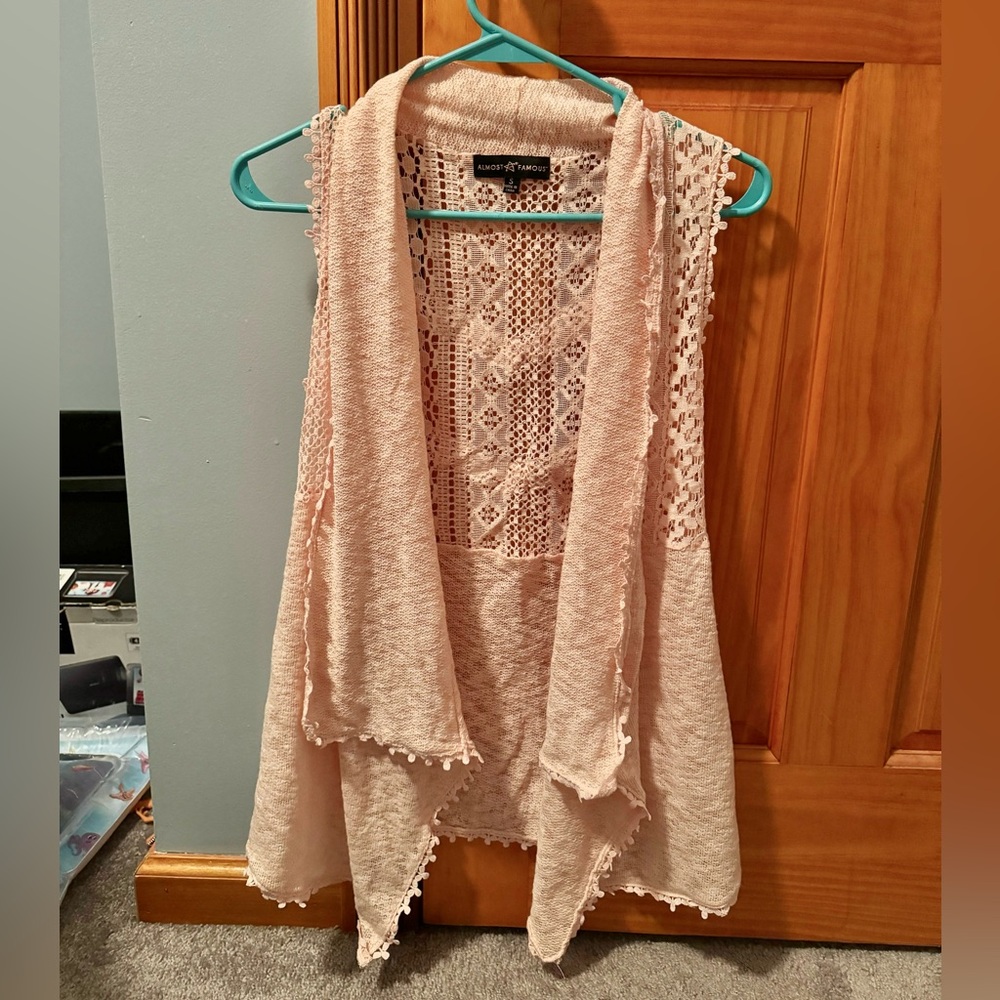 Light Pink Sleeveless Cardigan